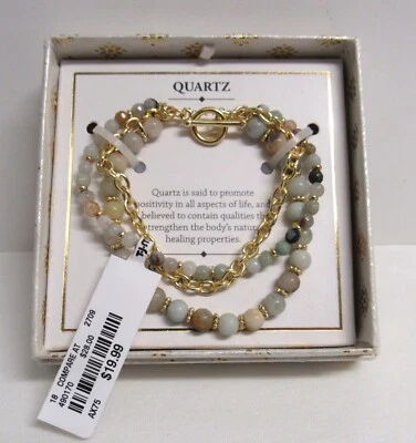 Pulseras con cuentas de cuarzo (2) y latón (1) Shivam - curación, esperanza, optimismo - nuevas en caja Foto 1 de 4