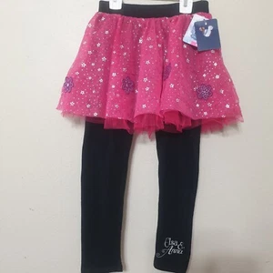 Disney Princess Tutu Leggings Frozen Anna & Elsa Pink Black Size 6 Extra Layers - Picture 1 of 8