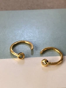 Open huggie CZ hoop earring, sterling silver helix stud earring, cz hoop earring - Picture 1 of 6