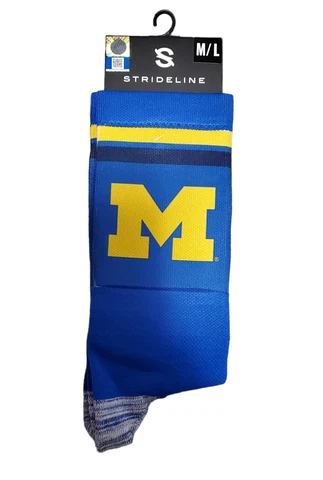 Michigan Wolverines Socks Strideline Crew Cut Premium Atheltic Wear Cover