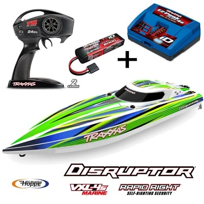 TRAXXAS # TRX106064-4-GRN DISRUPTOR grün 26 Zoll Boot +3S Akku +8A Lader Sparset - Bild 1 von 4