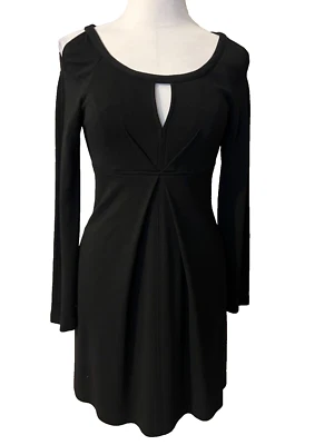 Vestido Yoana Baraschi S Pequeño Negro Elastizado Bolsillos Manga Larga Cuello Cerradura Foto 1 de 4