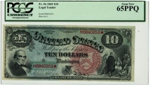 FR 96 1869 $10 Legal Tender PCGS Gem 65 PPQ Jackass 950146-1 - Picture 1 of 2