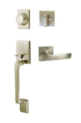 HOUSE GUARD HARDWARE Satin Nickel Front Door Handleset Dummy set with square Lever brushed nickel