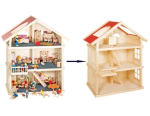 PUPPENHAUS 3 Etagen Puppenstube Puppen-Wohnhaus Holzpuppenhaus Kinderpuppenhaus - Bild 1 von 1