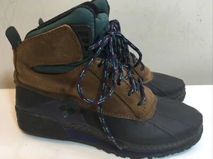 Women’s Columbia Brown Purple Green Rubber Waterproof Bugaboot Lace Boots Size 8 - Picture 1 of 12