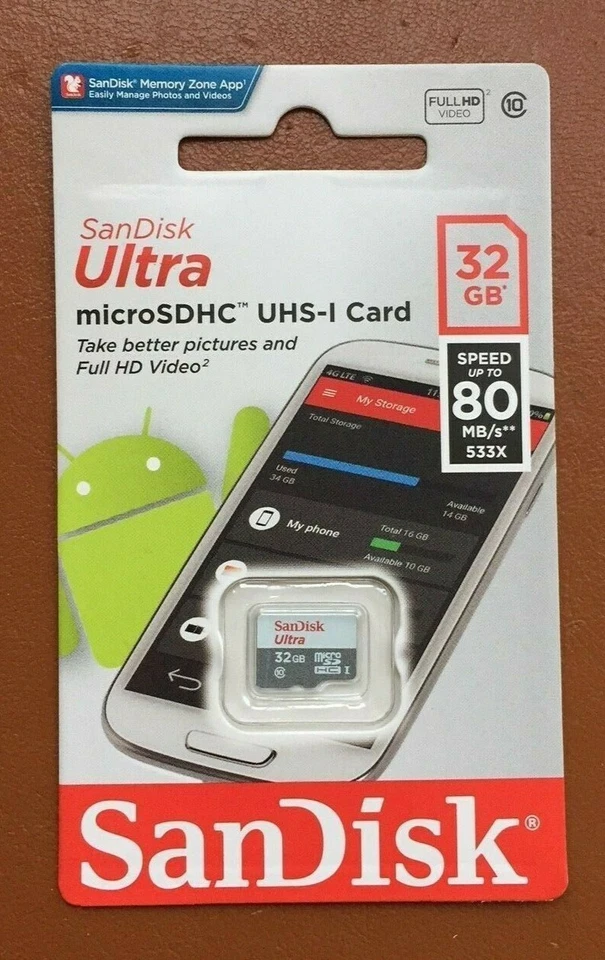 SanDisk Ultra 32GB Class 10 - MicroSDHC Memory Card - (SDSQUNS032GGN3MN)