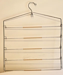 VINTAGE 5 Tier Chrome Metal SWING-OUT pants trouser Clothing Hanger STURDY - Picture 1 of 8