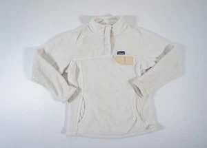 Patagonia Sweater Girls Large White Fleece Pullover Snap T Youth Kids Outdoors - Picture 1 of 11