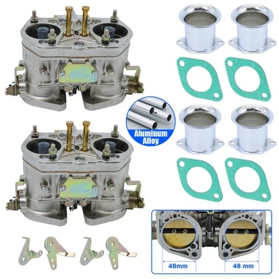 2 pcs 2 Barrel Carburetor w/4 pcs Gaskets for VW Beetle Porsche 911 Weber 48IDF Foto 1 de 4