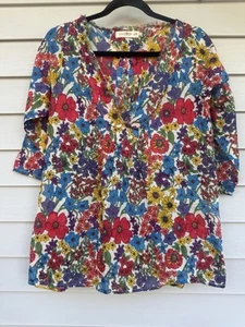 Natural Life Floral Tunika Top S/M 100% Baumwolle Bluse Blumen Boho Cottagecore - Bild 1 von 5