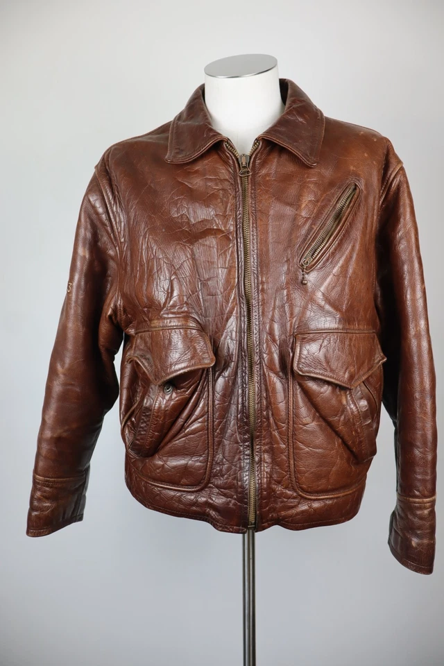 Energie Giubbino Pelle Trapuntato Uomo Tg M Man Vintage Leather Jacket Casual - Image 1 of 4