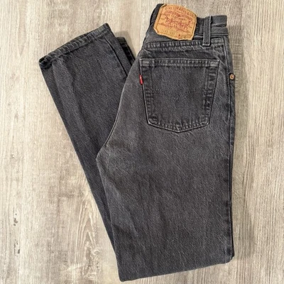 Vintage Levi’s 501 Botón Mosca Mujer Talla 9 (24x28) Negro Carbón Años 80 R Tab Foto 1 de 4