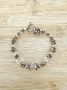 Vintage Silber Knebel Armband aus Swarovski Kristall Klar Weiß Würfel Bunco - Bild 1 von 7