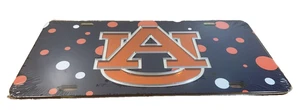 UNIVERSITY OF AUBURN TIGERS Polka Dot LICENSE PLATE NCAA FRONT VANITY - Picture 1 of 2