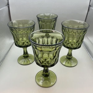VTG MCM Noritake Perspective 6.5" Avocado Green Wine Water Goblets - Set of 4 - Picture 1 of 6