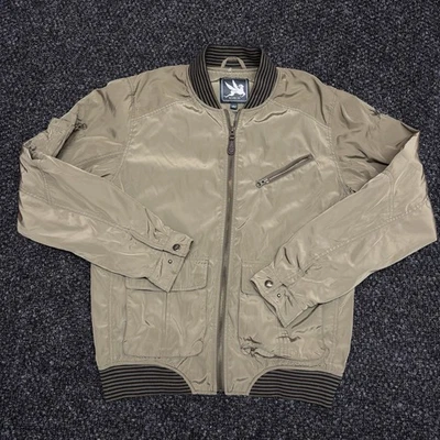 Jaqueta bombardeiro militar SPIEWAK masculina tamanho grande verde zíper completo nylon bolso forrado - Imagem 1 de 3