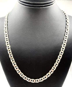 Collar de 22"" de largo de cadena de 6,7 mm de eslabones marineros 925 de plata esterlina maciza de Italia - Imagen 1 de 11