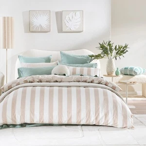 Washed Linen Cotton Stripe Quilt Cover Set - Picture 1 of 8