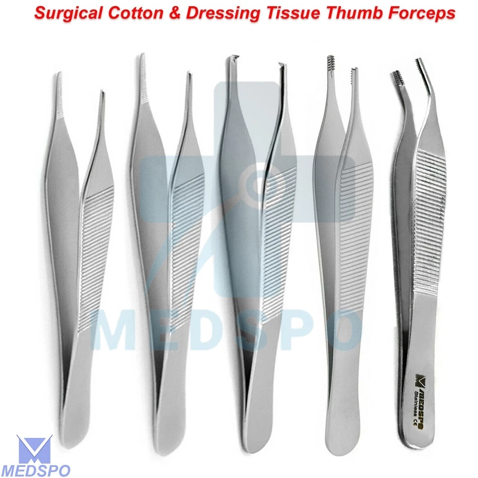 MEDSPO Surgical Dressing & Grasping Adson Tissue Plastic Surgery Cotton Dental Forceps