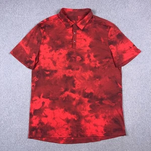 Lululemon Evolution Polo Shirt Mens XL Tidal Dye Grenadine Red Short Sleeve - Picture 1 of 9