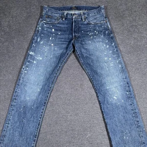 Polo Ralph Lauren Jeans Herren 32 x 30 blau Farbspritzer Sullivan schmal verblasst USA - Bild 1 von 9