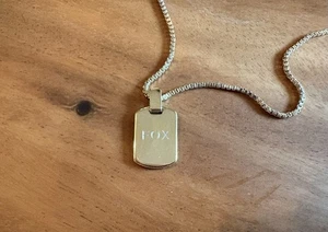 Ana Luisa FOX Engraved Mini Dog Tag Necklace Gold Vermeil - Picture 1 of 3