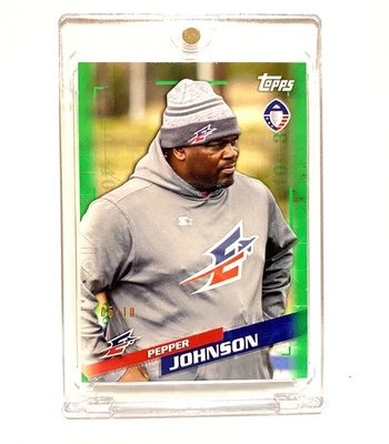 2019 TOPPS AAF #78 PEPPER JOHNSON GREEN /10 SSP COACH MEMPHIS EXPRESS  NFL RARE - Image 1 of 2