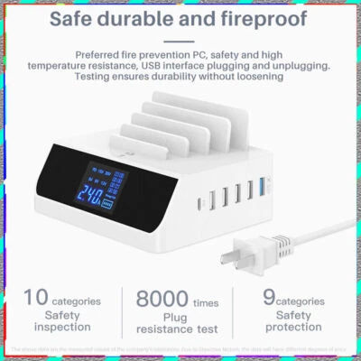 Smart USB portable fast and secure digital display charging center multi-port - Image 1 of 4
