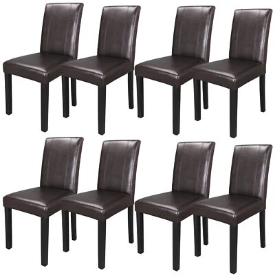 Set of 8 Dining Chairs Elegant Design Home Dining Parson Brown Leather 36" H  - Image 1 of 4