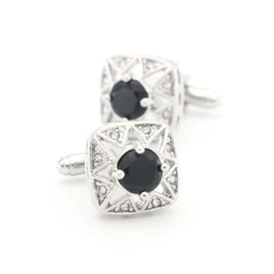 Black Men's Square Cufflinks Hot Selling Formal Business Shirt Cuff Buckle - Picture 1 of 5