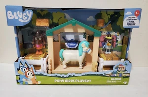 Bluey Pony Rides Exclusive Playset Stablehand Bluey, Biscuits & Pony Lady Toys - Picture 1 of 13
