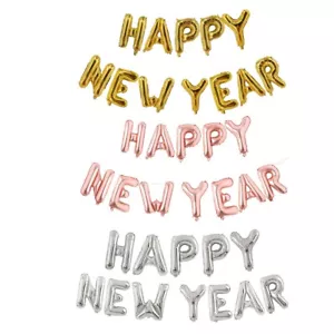 Globos de papel de aluminio de 16" de oro plateado feliz año nuevo letras decoración de globo - Imagen 1 de 44