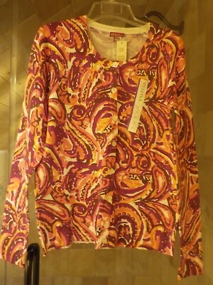 Новый Merona довольно фиолетовый пейсли тонкий легкий кардиган свитер женщин sz. XL - Изображение 1 из 4