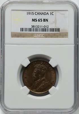 Canada - 1915 - GEORGE V - Large Cent - NGC MS65BN - GORGEOUS GEM! - Image 1 of 2
