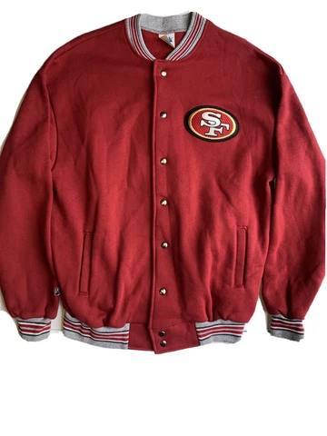 San Francisco 49ers Majestic NFL Vtg Cardigan Henley Sweater Shirt Jacket XL NWT Cover