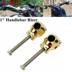 1" Brass Motorcycle Handlebar Handle Bar Riser Mount Clamps For Harley Davidson - Picture 1 of 8