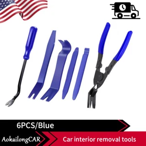 Car Trim Removal Tool Set Hand Tools Pry Bar Panel Door Interior Clip 6PCS Kit - Foto 1 di 15
