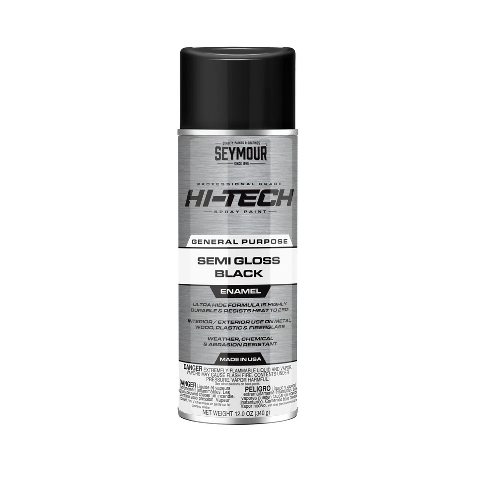 16-139 Seymour Hi-Tech Enamel Spray Paint, Semi-Gloss Black (12 oz.)
