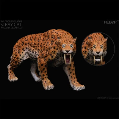REBOR 1/11 Smilodon Populator Machairodus Animal Figure Two Head Models Gift Toy - Image 1 of 4