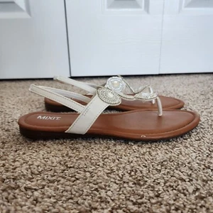 Mixit Damen-Sandalen Größe 10 braun weiß Fersenriemen flach Riemen - Bild 1 von 8