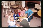People playing a Game &amp; a Fireplace in 1963, Ektachrome Slide aa 18-26b