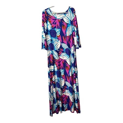 Soft Surroundings Dress Womens Large Floral 3/4 Sleeves Maxi Jersey Stretch Boho - Image 1 of 4