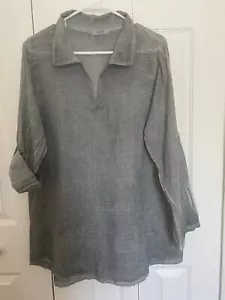 Scandal Italy 100% Baumwolle Langarm leichtes Top grau Gr. Medium/L - Bild 1 von 4