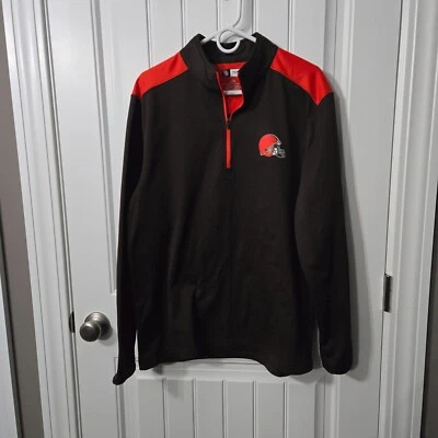 Ropa del equipo de la NFL Cleveland Browns 1/4 cremallera pulóver sudadera forrada de lana grande Foto 1 de 4