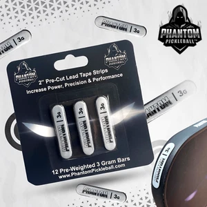 Phantom Pickleball Lead Tape – 12-Count Pre-Cut Pre-Weighted 2" 3 gram strips - Picture 1 of 10