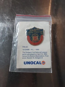 Los Angeles Dodgers 1st N. L. Game 1890 - UNOCAL 76 Baseball Lapel Pin - Picture 1 of 2