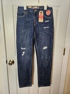 Levi's 502 Jeans Boys 16 R 28X28 Blue Denim Distressed Slightly Tapered Leg - Picture 1 of 9