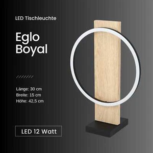 Tischleuchte Eglo Boyal LED 12W Tischlampe Holz natur Schwarz Weiß - Bild 1 von 2