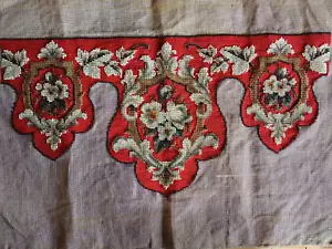 Seltene und fabelhafte viktorianische Blumen Perlenstickerei Wolle Volant Panel Borte - Bild 1 von 18